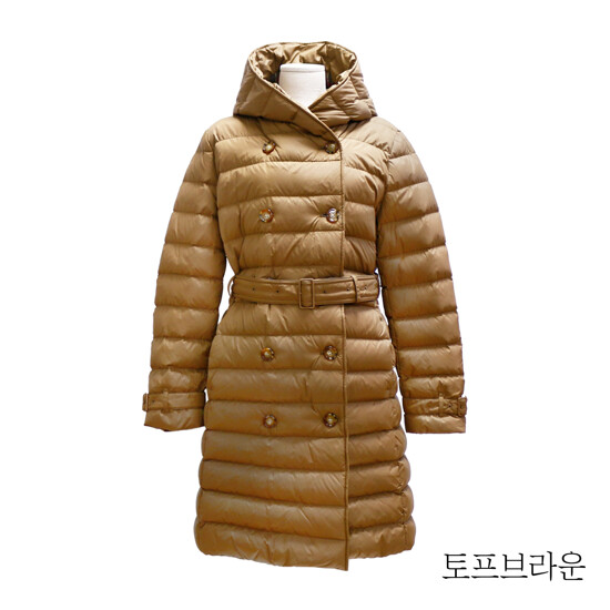 버버리 후드 롱 벨티드 다운 패딩