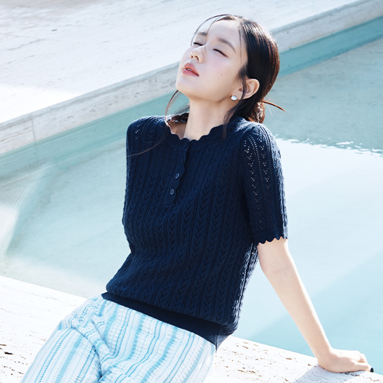 [최초가 79,900원] 26SS 포인텔 크로쉐 반팔니트 3종