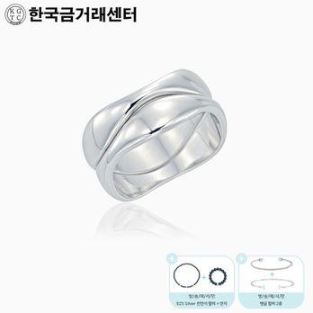 한국금거래센터 실버 925 웨이브 쌍지+925 Silver 천연 스피넬 팔찌&반지+뱅글 팔찌 2종
