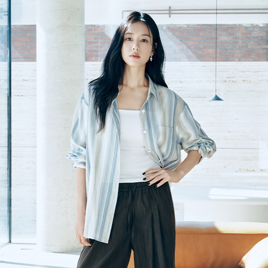 [최초가79,900원]26SS 루즈핏 멀티 스트라이프 아사셔츠 2종
