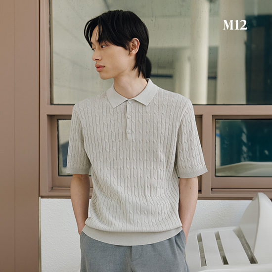 [최초가89,900원] 25SS 남녀공용 코튼블렌디드 케이블 카라니트4 2