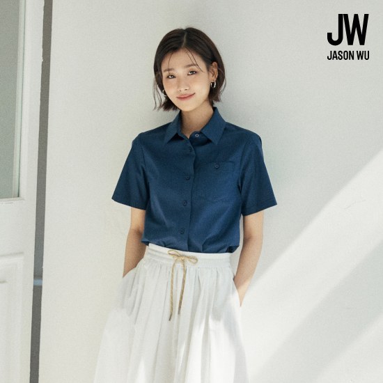 제이슨우 26SS Ayla 코튼 하프슬리브 셔츠 3종 (네이비,화이트 공통 2종 + 블루 or 민트 택1) [런칭 가격 79,900원] 2