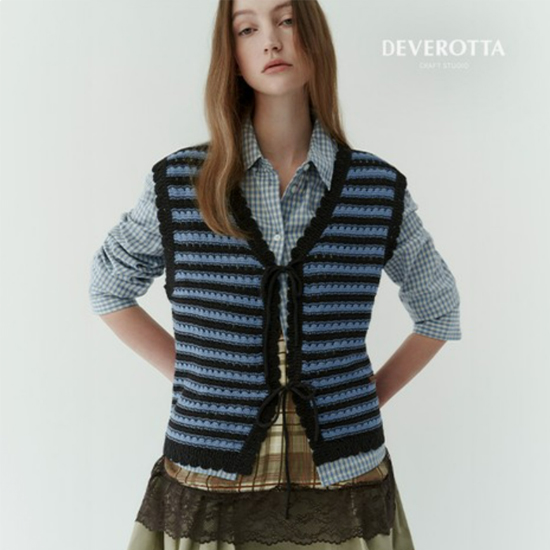 [최초가79,900원]26SS 코튼100 스카시 스트라이프 니트베스트