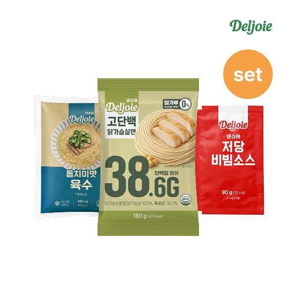 델쥬아 고단백 닭가슴살면 180g 10팩 + 동치미맛 육수 350ml 5팩 + 저당비빔소스 90g 5팩