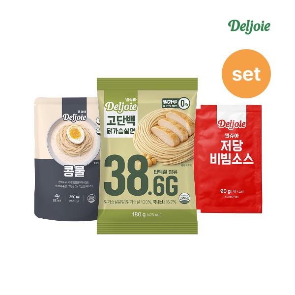 델쥬아 고단백 닭가슴살면 180g 10팩 + 콩물 350ml 5팩 + 저당비빔소스 90g 5팩