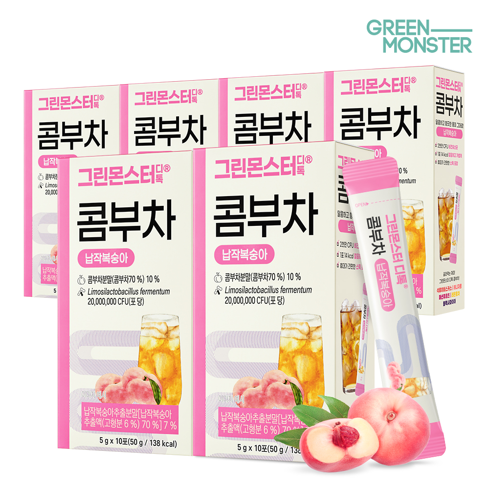 디톡 비건 콤부차 납작복숭아 6박스 (60포)
