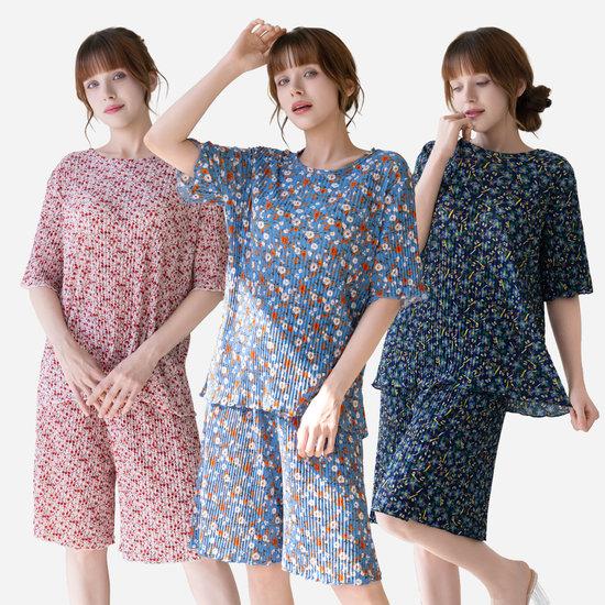 유아굿 26SS 최신상 플라워 플리츠 라운지웨어 상하의 셋업 6종 (티셔츠3종+반바지3종) 2