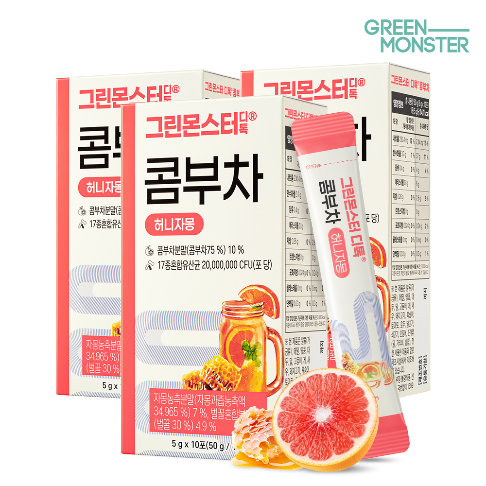 디톡 비건 콤부차 허니자몽 3박스 (30포)