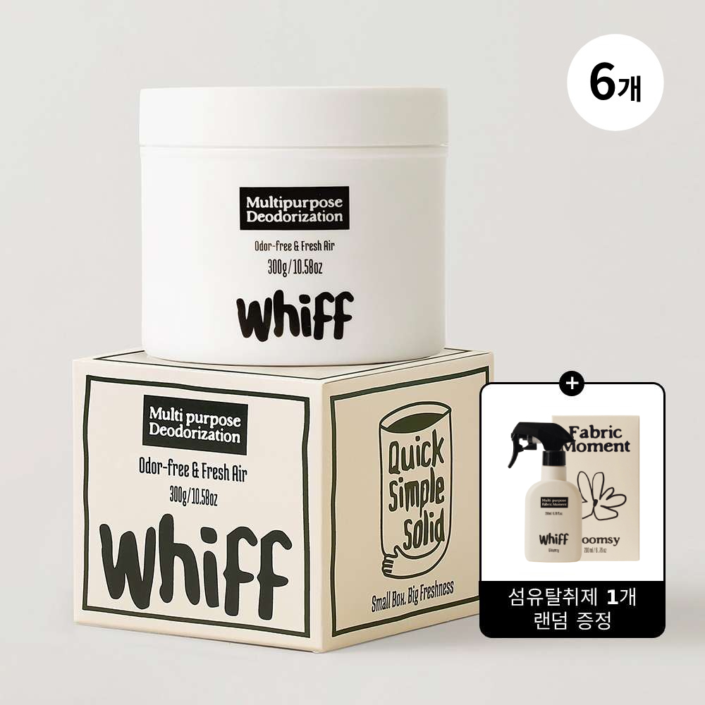 (whiff) 악취제거 탈취제 화이트 파인스틸향 300g 6개 + 섬유탈취제 200ml