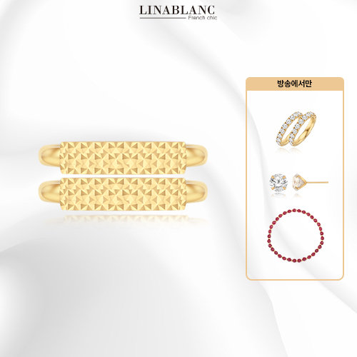 [리나블랑] 18K 컷팅 골드바 쌍지반지(선택2번 구매고객 테니스 쌍지반지)(전고객 14K스텔라 귀걸이, 천연석 자마노 팔찌)