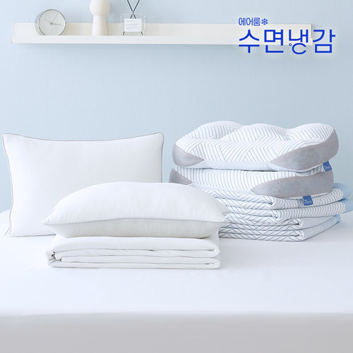 [에어룸수면냉감] ★방송에서만★(SS)아이스Max 쿨드론 냉감침구 5종 풀패키지(패드2+이불1+베개커버1+베개1) 2