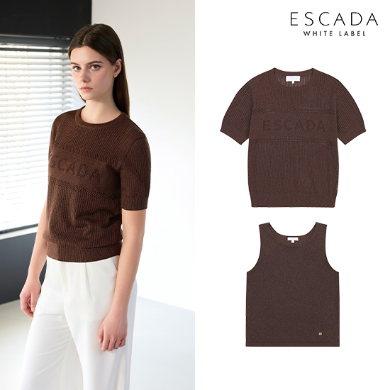 [상시가 199,000원] ESCADA 26SS 크로셰 반팔니트 SET (반팔니트+이너니트) 3