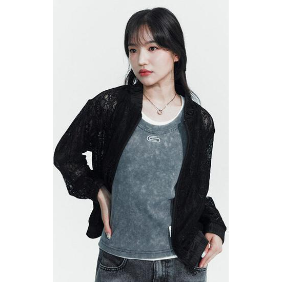 [PEOPLE OF THE WORLD] 피플오브더월드 시어 레이스 블루종 자켓