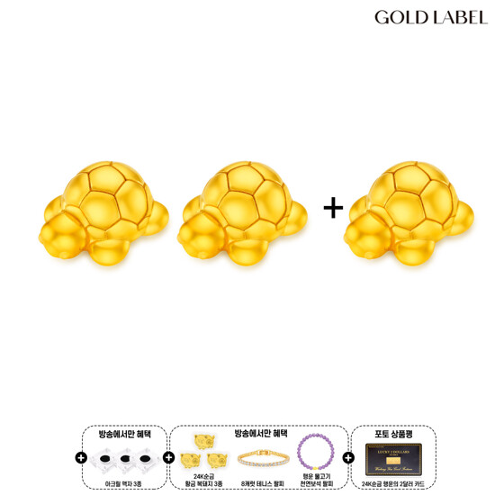 99.9 24K 순금 행운 장수 거북이 오브제 2+1