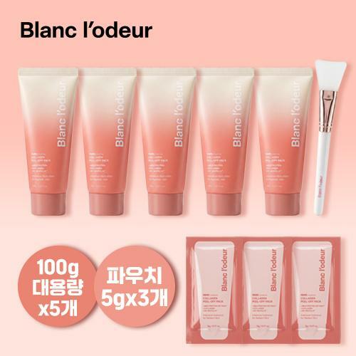 [삼성카드5%할인][블랑로더] 콜라겐 단백질 크림팩 100g x 5개 + 파우치 + 실리콘 브러쉬
