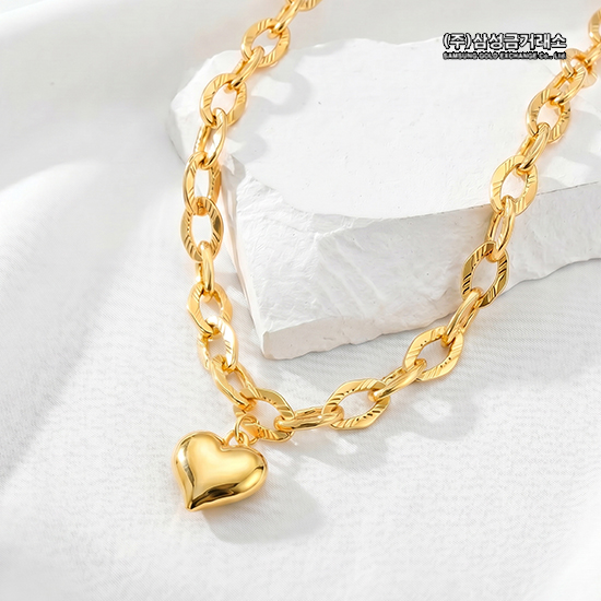 24K 클립 하트 목걸이