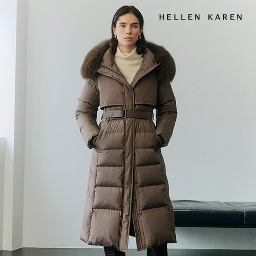 [헬렌카렌] 25FW 블루 폭스퍼 헝가리 롱 구스다운 점퍼