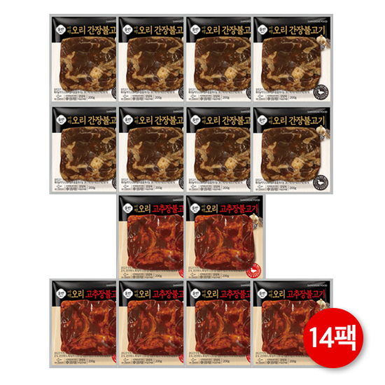 올반 바짝 오리불고기 총 14팩 (간장8팩+고추장6팩)
