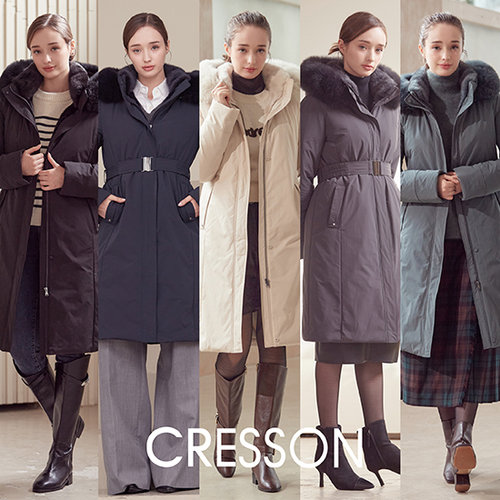 [방송에서만 SALE][CRESSON] 크레송 풀스킨 밍크 폭스 콤비 맥시 롱 구스다운