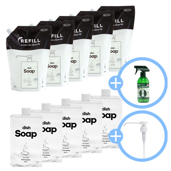 화이트트리 안심 주방세제 세트 (본품 500ml*5개 + 리필 1000ml *5개 + 식탁세정제 500ml*1개)