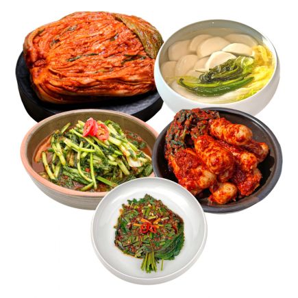 도미솔김치 포기 8k+열무2k+총각2k+깻잎1k+동치미0.5k(총5종,13.5kg) 