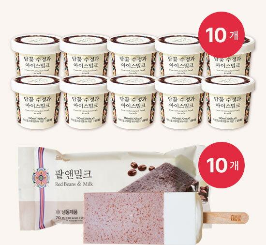 담꽃 아이스크림 20개입(팥앤밀크 10개+수정과 아이스밀크 10개)