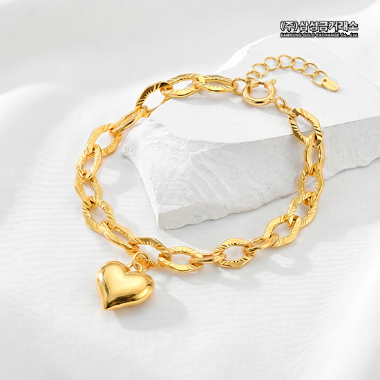 24K 클립 하트 팔찌