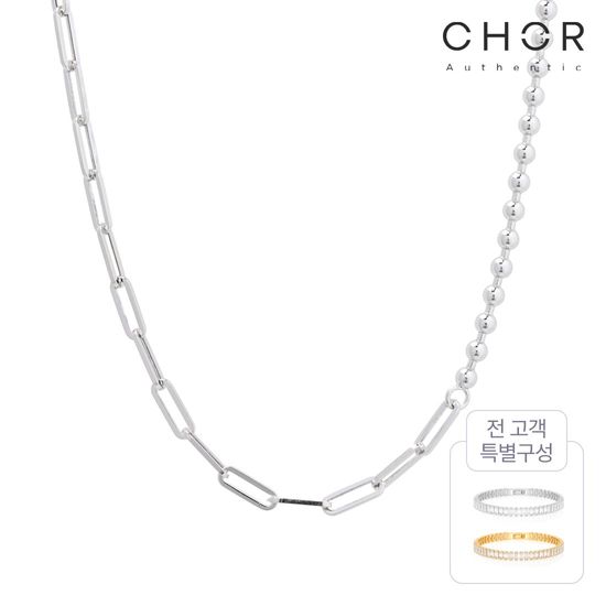 코어 어센틱 SILVER 925 클래식 에센셜 목걸이+바게트 15캐럿 테니스 팔찌