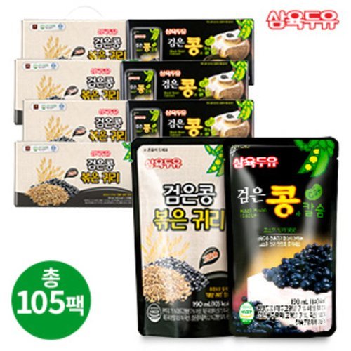 [삼육두유] [무료체험5팩] 삼육 검은콩 볶은귀리두유 60팩 + 검은콩과칼슘 45팩 (총 105팩)