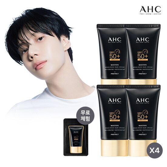 ★AHC 1등 썬★ AHC 마스터즈 아쿠아 리치 선크림 60ml 4통+체험분 1매