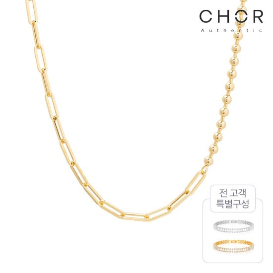 코어 어센틱 SILVER 925 클래식 에센셜 목걸이+바게트 15캐럿 테니스 팔찌 2