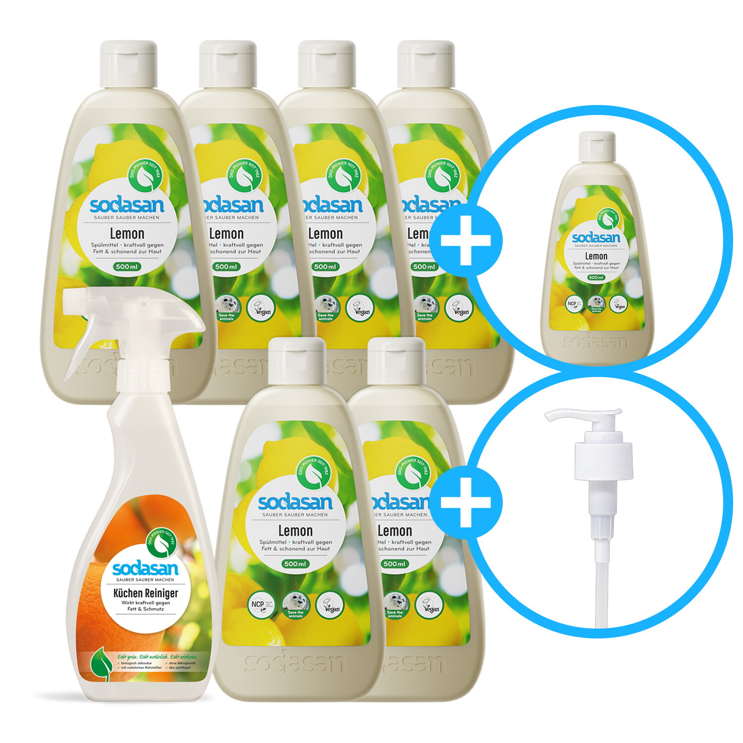 ★이 구성 최초★ 아로마 레몬 주방세제 500ml 7통 + 전용펌프 1개 + 키친클리너 1개