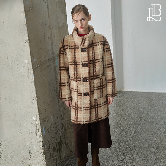 리오벨 26 FW 호주산 양모 100% 체크 양모 코트 2