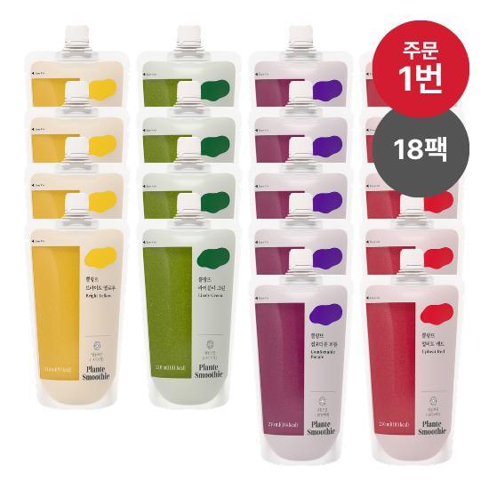 [주문1]쁠랑뜨 클렌즈 스무디 4종 18팩(팩당 210ml X 18팩)