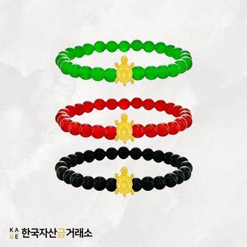 [한국자산금거래소] KAGE 24K 순금 럭키 거북이 원석팔찌