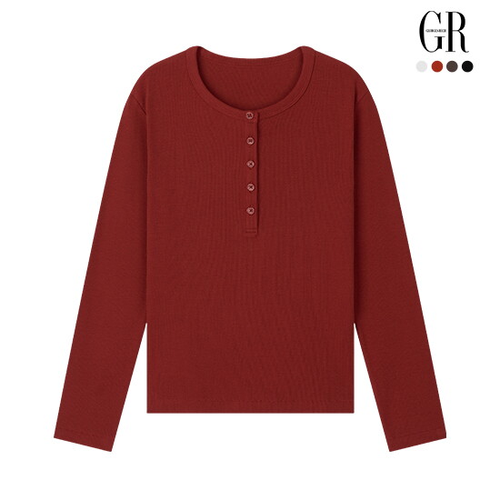 ○26FW 꼼드 코튼 블렌딩 헨리넥 티블라우스 4종 4