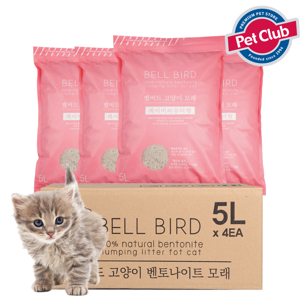 펫클럽  벤토나이트모래 베이비파우더향 5LX4개/고양이 모래