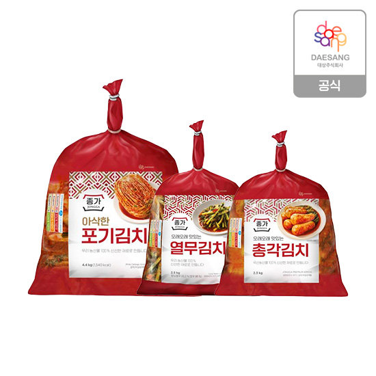 종가 아삭한포기김치4.4kg+열무김치1.5kg+총각김치1.4kg, 총 7.3kg
