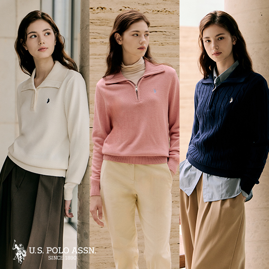 [쿠폰혜택][U.S POLO ASSN.] 25FW 하프집업 니트 3종 여성