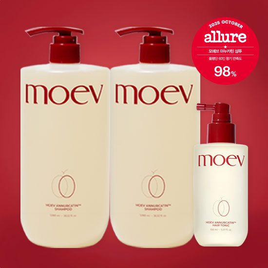 L)[moev] 모에브 아누카틴 싱글구성_탈모샴푸 2통(1080ml)+헤어토닉 1통(150ml)