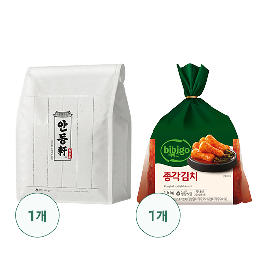 비비고 안동헌 포기 배추김치 8kg + 비비고 총각김치 1.5kg