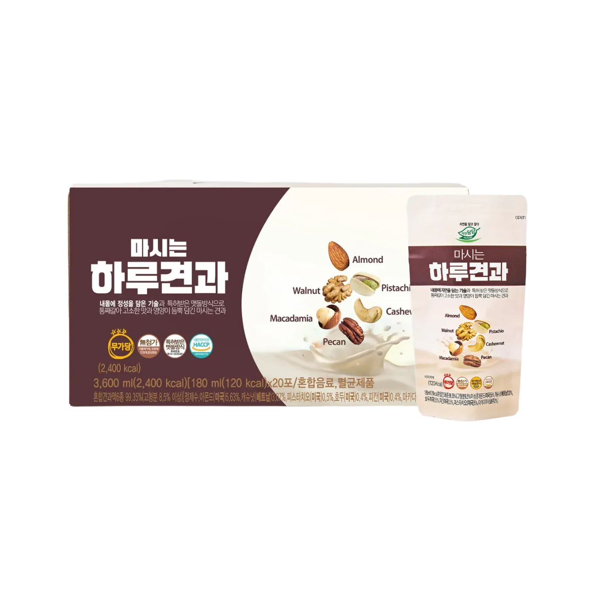[카드 5%할인][자연담담] 마시는하루견과 180ml x 20팩 (1박스)