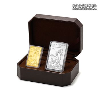 (주)삼성금거래소 24K 순금 말 골드바 37.5g+99.99% 말  실버바 100g