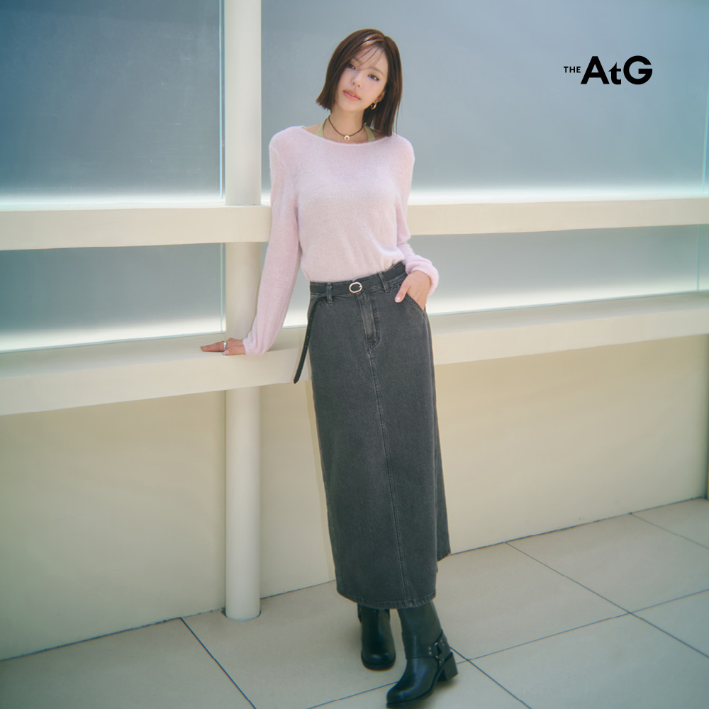[미리주문10%] 26FW 커브드 데님 스커트 1종 (+스웨이드 벨트) 3