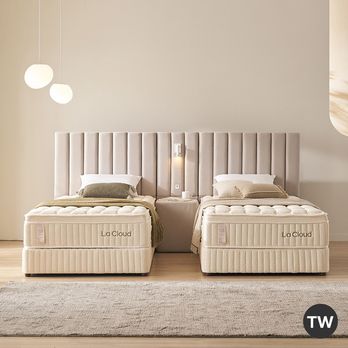 TW사이즈 라클라우드 루즈노 호텔식 침대 풀패키지(SS프레임X2+매트리스X2+사이드패널+베개X2+호텔식배딩세트X2+매트리스커버X2+리프트 테이블)