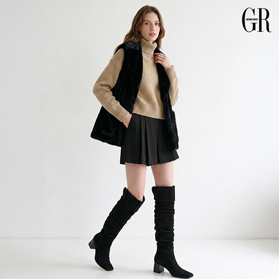 26FW Faux 밍크 셔링 베스트