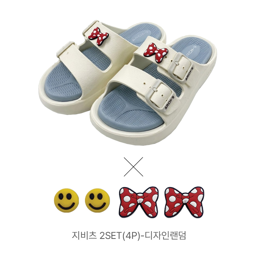 (이구성 마지막) Arch-9 기능성 슬리퍼_화이트+신발악세서리4P