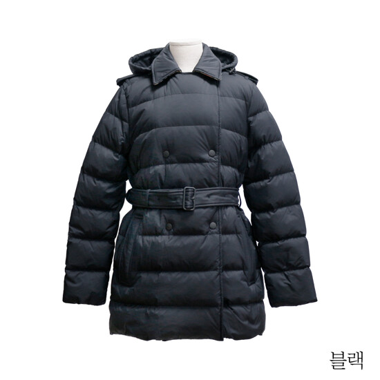 버버리 후드 벨트 다운 패딩
