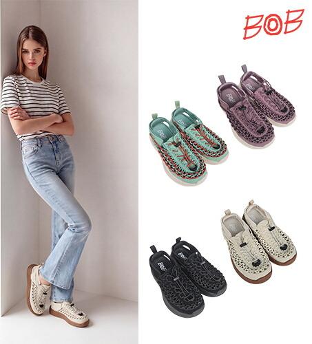 ○ BOB 여성 핸드메이드 웨이브 위빙 샌들