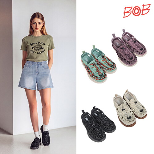 ○ BOB 여성 핸드메이드 웨이브 위빙 샌들 3